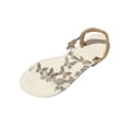 thumbnail image 2 of Caywon Womens Round Toe Butterfly Rhinestone Elastic Back Flat Sandals, Casual Summer Open Toe Footwear, Comfortable Slip On Beach Shoes, Sandalias Con Mariposas Y Piedras Para Mujer, 2 of 9