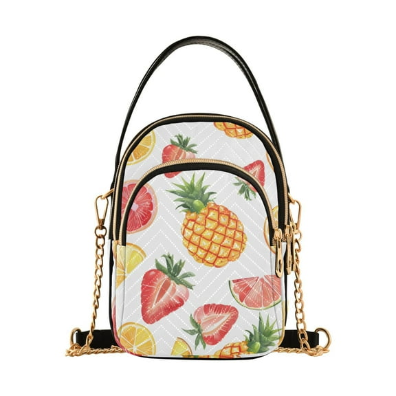 joogoo Women Pineapple and Strawberry Chain Crossbody Bags Shoulder Handbag Phone Purse