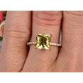 thumbnail image 2 of 1.75 Carat 6mm Princess Cut Champagne Diamond Moissanite Engagement Ring Wedding Ring 10k Yellow Gold Curved Basket Claw Prongs Art Deco Anniversary Ring, 2 of 5