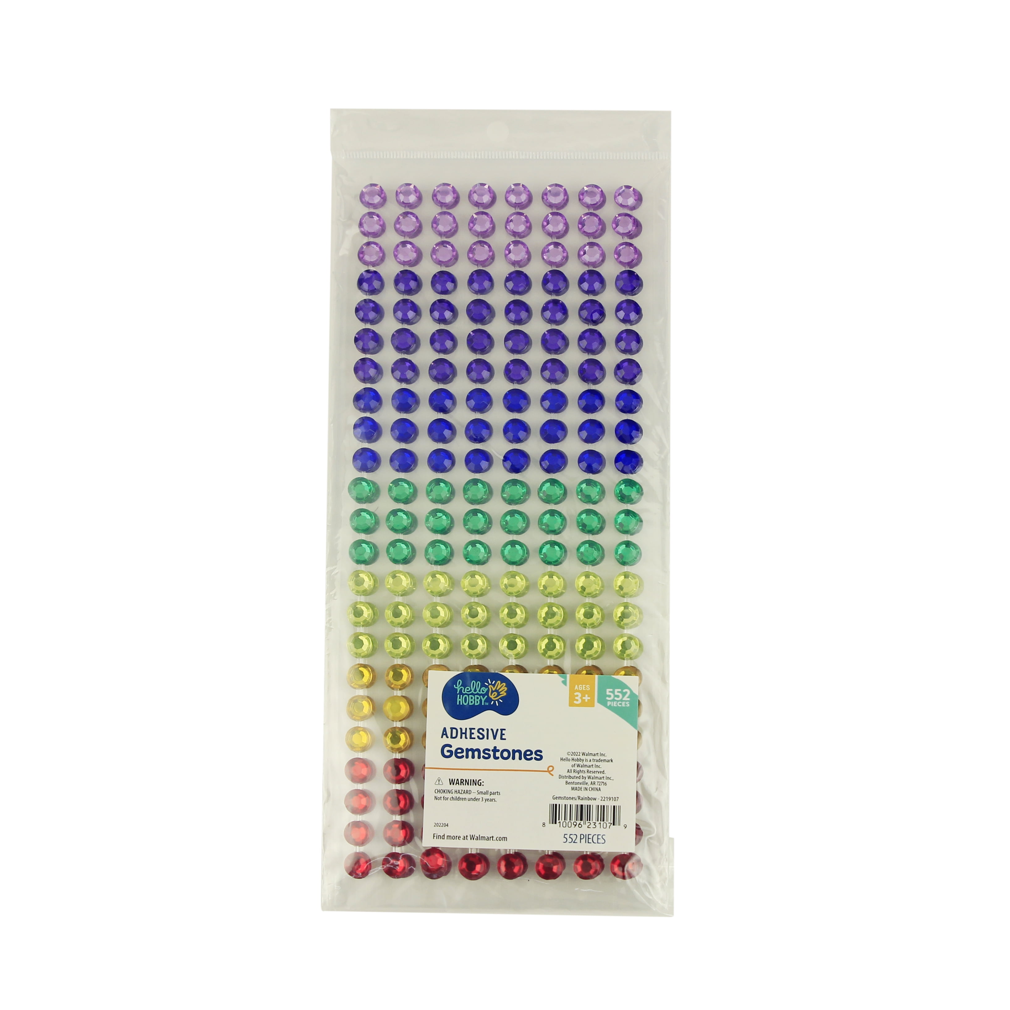 Hello Hobby Multicolor Adhesive Gemstones, 552 Piece Scrapbooking Embellishments