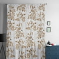 thumbnail image 5 of Brown Fruit Semi Sheer Curtains Drapes for Living Room, Bedroom, French Doors Window 45 Inches Long, Vintage Plant Nature Botanical Flower Rod Pocket Chiffon Curtain Drapery Voile Draperies Panel, 5 of 6