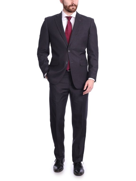 Men's Regular Classic Fit Charcoal Gray 2 Button Men's Suit