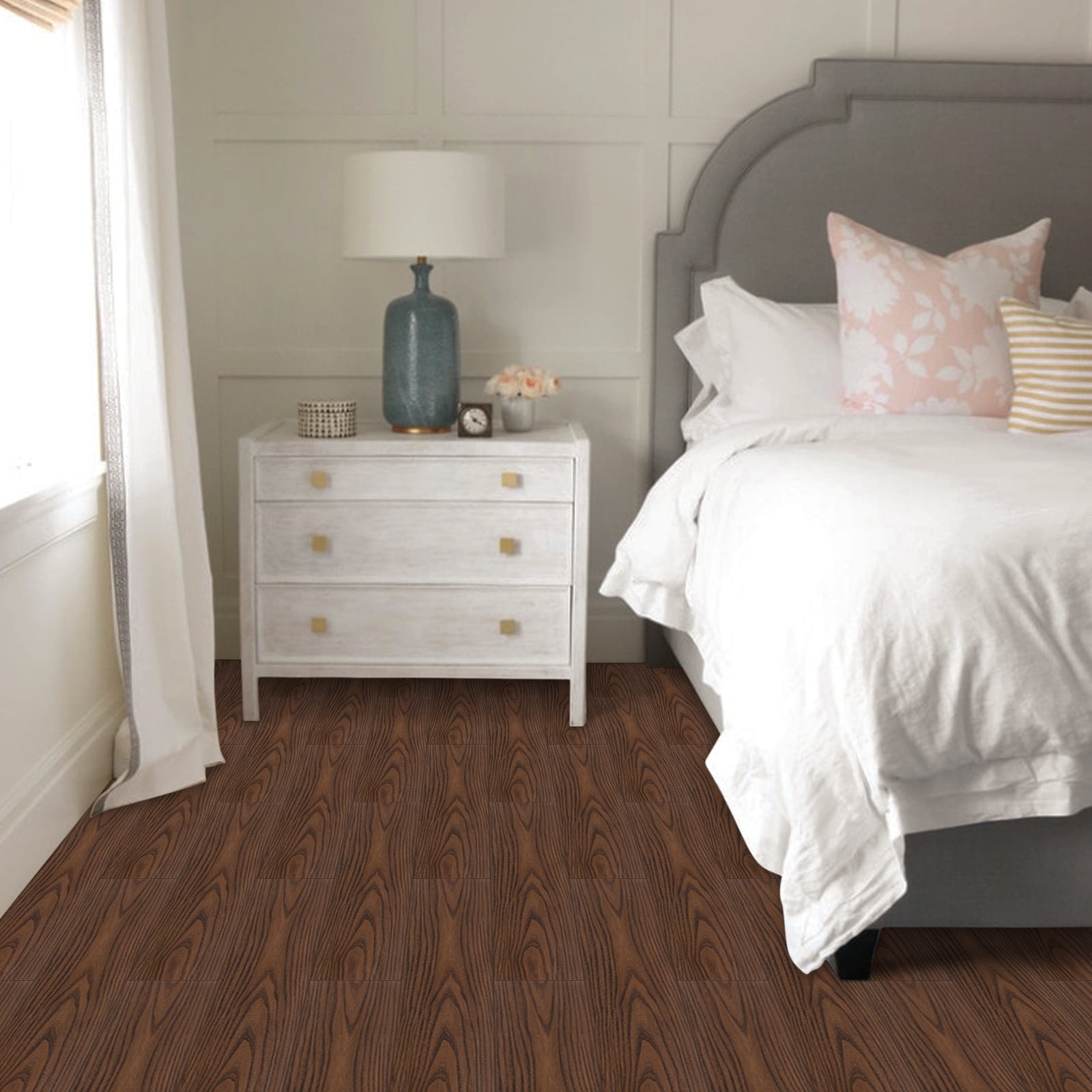 Lxcreat Peel and Stick Floor Tile 35-in x 6-in 10Pcs Vinyl Floor Tile Easy to Paste, Vinyl Flooring Plank Tile for Bedroom Living Room Kitchen
