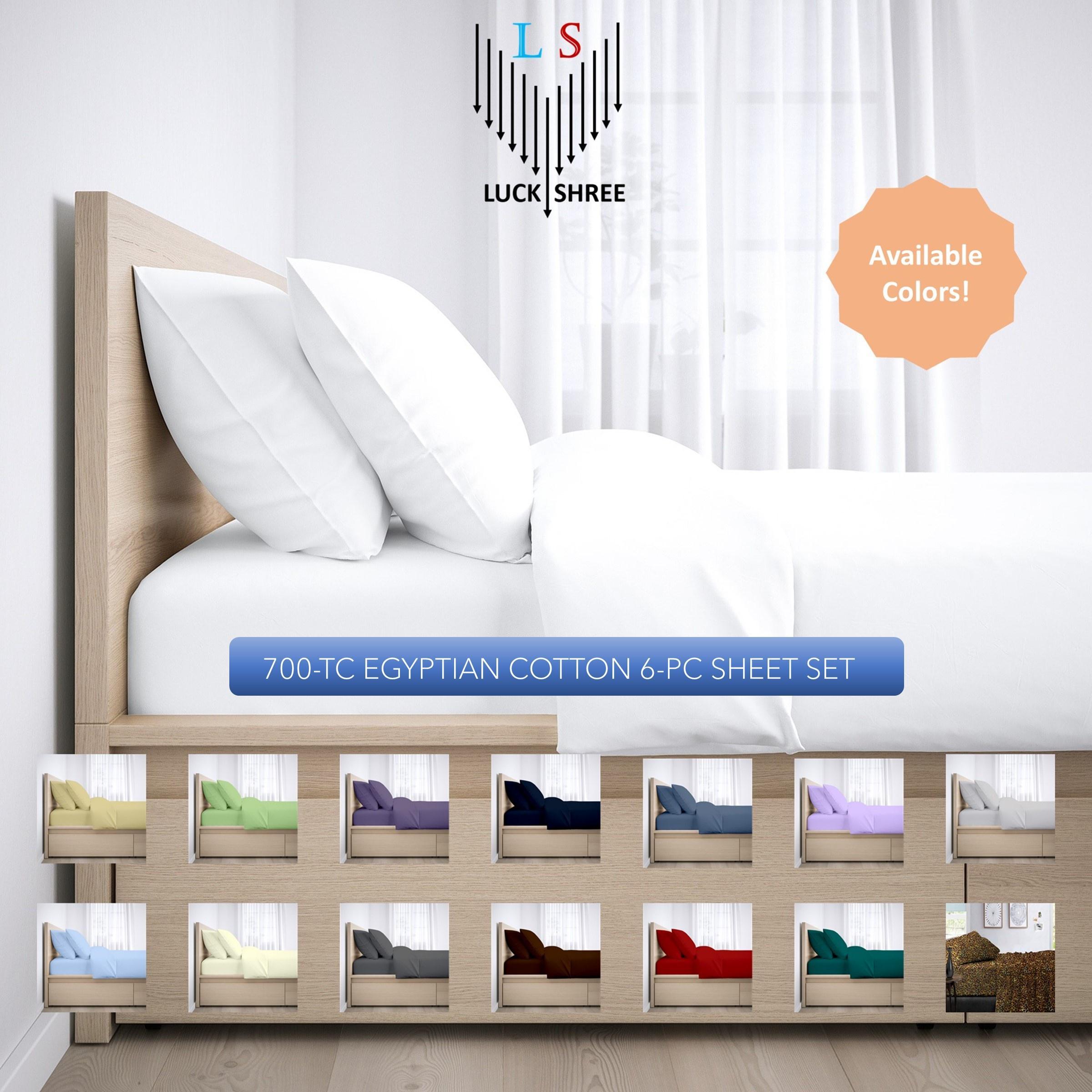 Luxury 1800 Thread Count Egyptian Cotton Sheet Set 6-Piece - Deep Pocket King Size Sheets, Light Blue Stripe