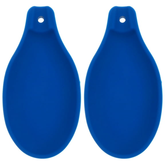 KALLORY 2Pcs Kitchen Utensil Holder Silicone Spoon Storage Pads for Countertop Heat Resistant Blue