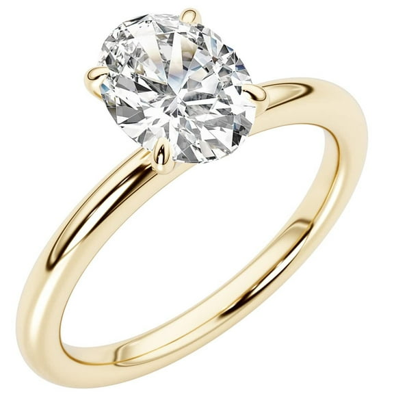 PEORA IGI Certified 1 Carat G/VS2 Oval Lab Grown Diamond Solitaire Engagement Ring 14K Yellow Gold Size 7.5