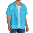 thumbnail image 4 of Naloa Sky Blue Glitter Men's Loose Fit Cuban Collar Short-Sleeve Shirt with Button-down and Chest Pocket for Everyday Wear Outings - Large, 4 of 7