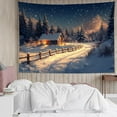 thumbnail image 4 of Snow Forest Tapestry Christmas Tree with Blue Ball Wall Hanging Tapestry Red Curtain Wood Window Tapestries for Living Room Bedroom Dorm Wall Decor, 4 of 4