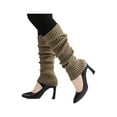thumbnail image 3 of INSPIRE CHIC Women's Ruffled Cuff Over Knee Length Ribbed Knitted Leg Warmers Brown, 3 of 6