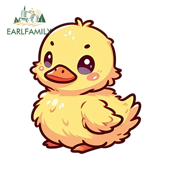 EARLFAMILY 5.1" Little Yellow Duck Car Stickers Motorcycle Skateboard Air Conditioner Suitcase Vinyl Decals Humorous Waterproof Scratch-Proof Car Accessories