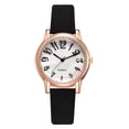 thumbnail image 1 of Reloj de cuarzo de cuero PU con esfera redonda y digital clásico de moda para mujer (negro), 1 of 8
