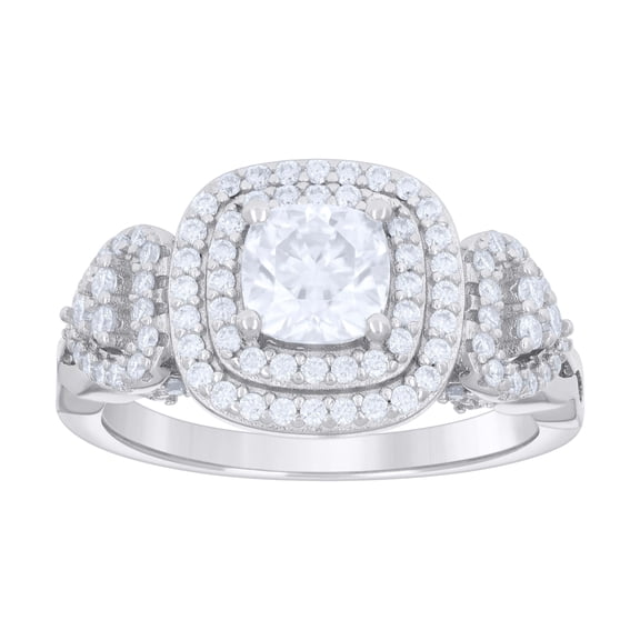 925 Sterling Silver Womens Cushion-cut Round Cubic-Zirconia Fashion Ring Size 10