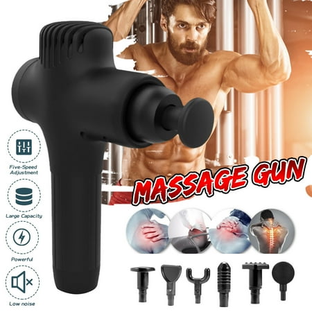 Massage Machine For Head 5 Levels Electronic Therapy Body Massage for Gun Percussion Muscle Vibrating Relax Machine Like Hypervolt With 6 Head + Case ()