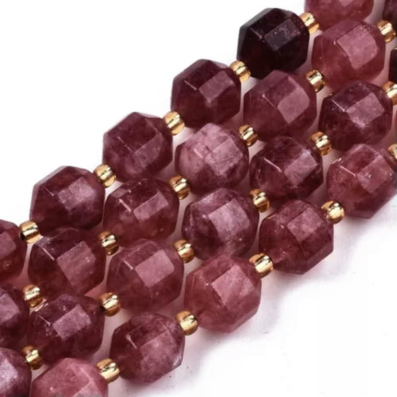 U8MO 3 Strd Faceted Round Natural Dolomite Stone Beads Gems Loose Spacer 10.5x9.5mm-Indian Red