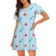 thumbnail image 1 of Balery Syringe And Red Cross Camisón de manga corta con cuello redondo para mujer, cómodo y elegante., 1 of 6