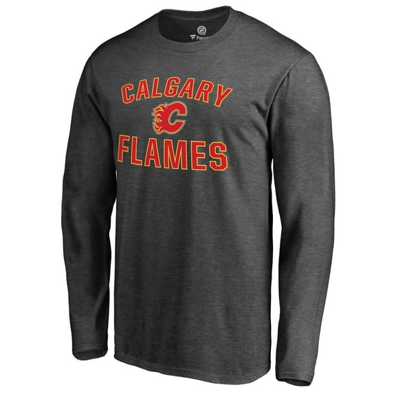 Men's Heathered Gray Calgary Flames Victory Arch Long Sleeve T-Shirt
