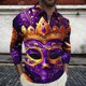 thumbnail image 1 of Ceisia Men's Slim-Fit Long-Sleeve Zip Polo Shirt with Mardi Gras Mask All-Over Print Gift, 1 of 5