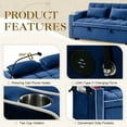 thumbnail image 5 of Dinosisco 4-in-1 Convertible Pull Out Sofa Bed, Loveseat Sleeper with Phone Stand, USB, Blue Velvet, 5 of 10