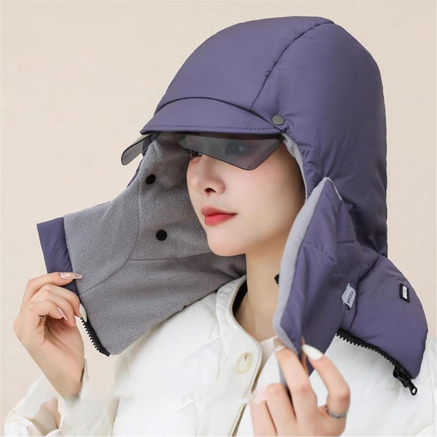 Windproof Full Cover Outdoor Riding Mask with Glasses, Winter Windproof Thermal Ski Mask, Unisex