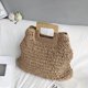 thumbnail image 2 of Bolso de mano de paja Bolso de mano grande informal tejido a mano para mujer Bolso de playa de paja con bolsillo forrado, 2 of 5