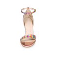 thumbnail image 6 of BLISSFUL STEP Women's Embroide Leather Ankle Strap Stiletto Heel Sandals Rose Gold 7, 6 of 8