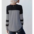 thumbnail image 4 of Camiseta informal de mujer con cuello redondo y dobladillo asimétrico, color negro, talla S Camiseta elegante de manga larga a rayas, 4 of 6