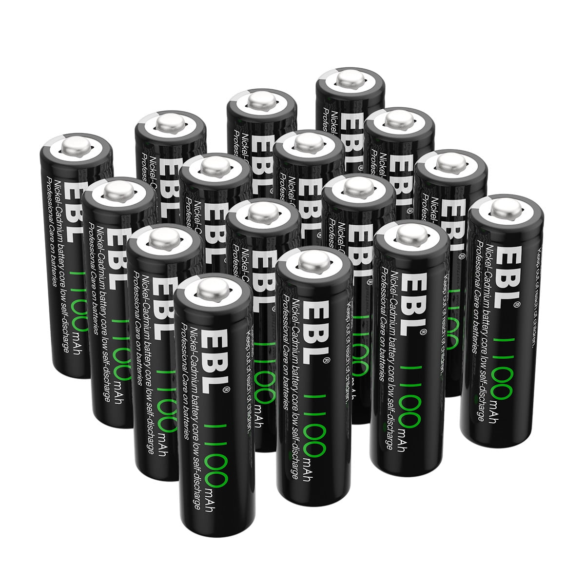 EBL 16Pack 1100mAh 1.2V NiCD Battery Rechargeable AA Batteries for Garden Solar Light