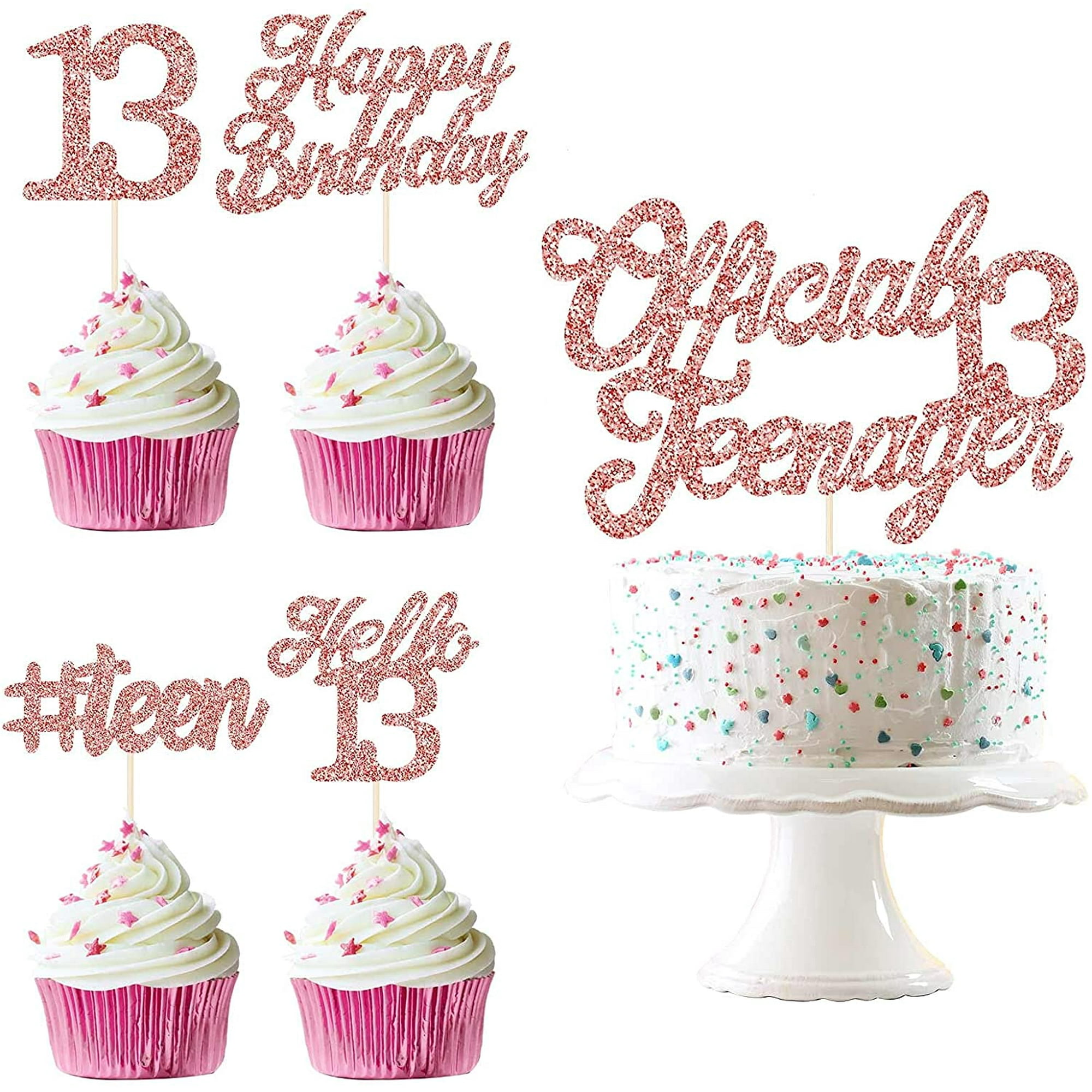 49 Pieces Glitter 13th Birthday Cupcake Toppers Official Teenager Cake Topper Hello 13 Birthday Cake Decorations For 13th Anniversary Birthday Party Wedding Decorations Walmart Canada