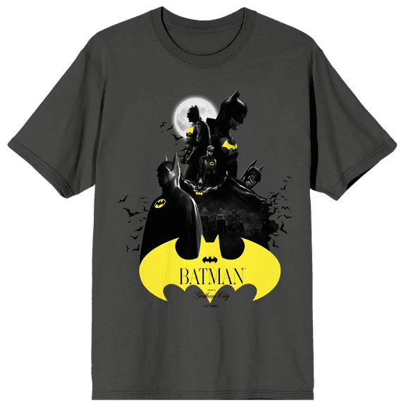 Batman 85th Mashup Character Group Crew Neck Short Sleeve Charcoal Women's T-shirt-Medium