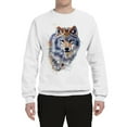 thumbnail image 2 of Wolf Oil Painting Animal Lover Unisex Crewneck Graphic Sweatshirt, White, Small, 2 of 3