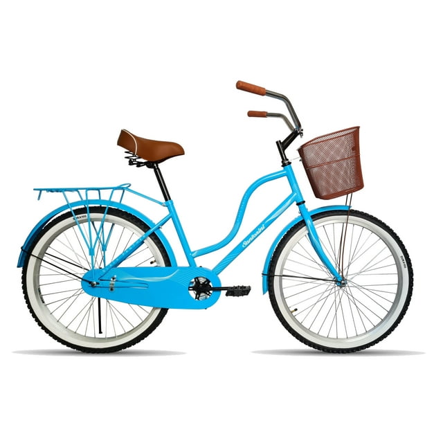 Bicicleta Black Panther Santorini R24 Equipada Con Canasta Azul