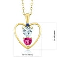 thumbnail image 2 of 18K Yellow Gold Plated Silver Aquamarine Pink Created Sapphire and Blue Created Sapphire Pendant Necklace for Women (0.92 Cttw, Gemstone Birthstone, Heart 5MM and 4MM, with 18 inch Silver Chain), 2 of 3