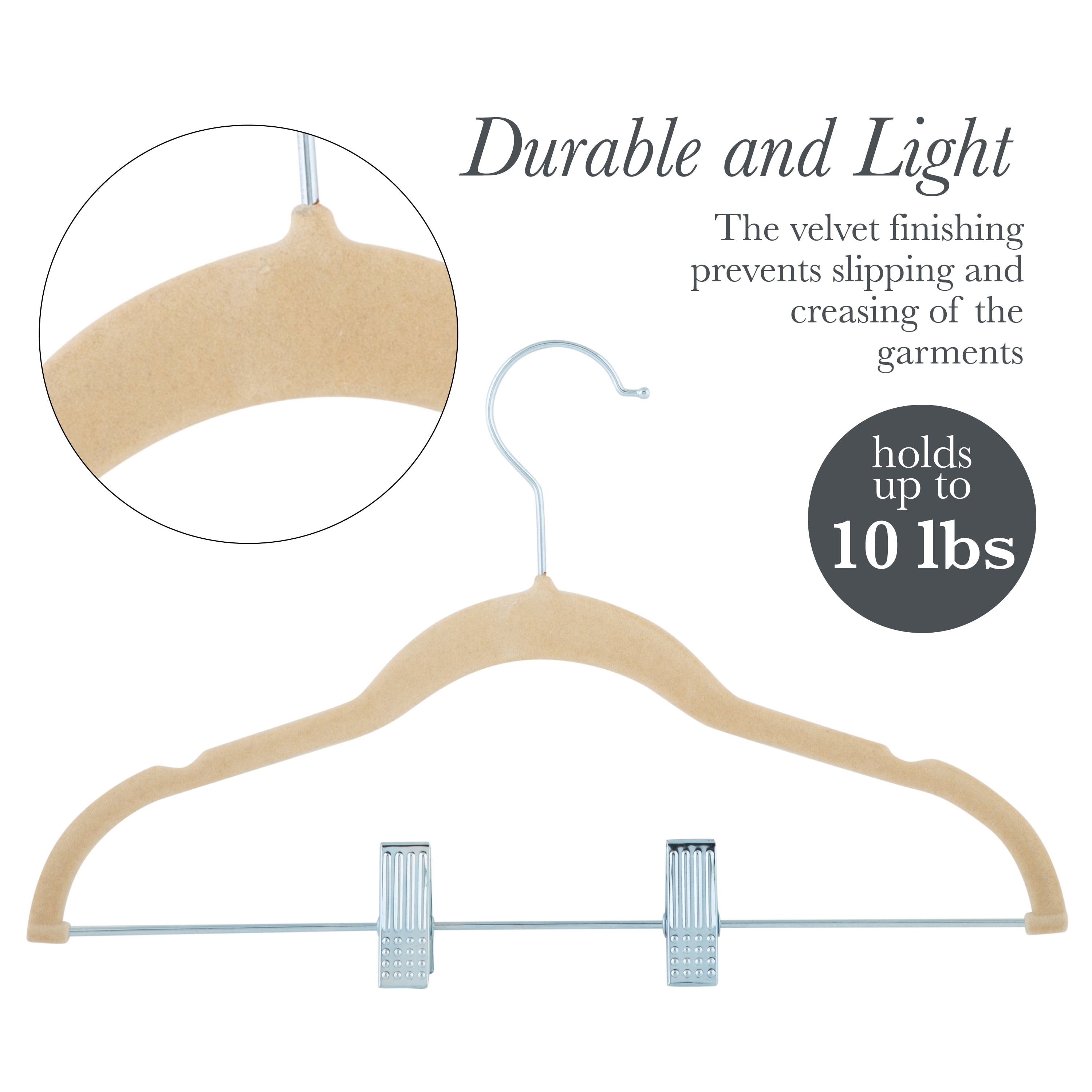 Simplify 60 Pack Children's Velvet Hangers in Ivory