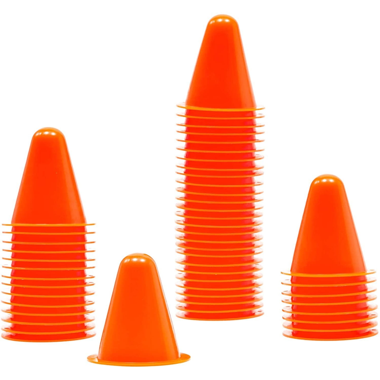 50 Packs Indoor Outdoor Agility Mini Sports Cones for Kids Soccer Football Basketball Roller Skating Training Coaching Drills, Orange, 3 inches