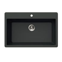 Houzer Quartztone 33 in Midnite Granite Composite Topmount Single Bowl Kitchen Sink - V-300 MIDNITE