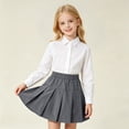 thumbnail image 2 of Krdevn Girls Pleated School Uniform Skirt, Elastic Waist Kids A-Line Skort, Casual Solid Color Mini Skirt for Students,Grey, 2 of 6