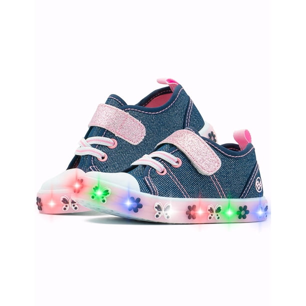 Tenis Luces Led Niña Bubble Gummers Samara Mezclilla 12-17 azul marino 12