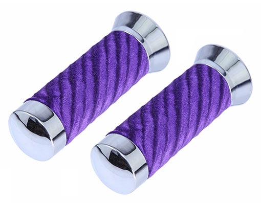Alta Swirl Velvet Velour Bicycle Grips with Chrome End Cover 