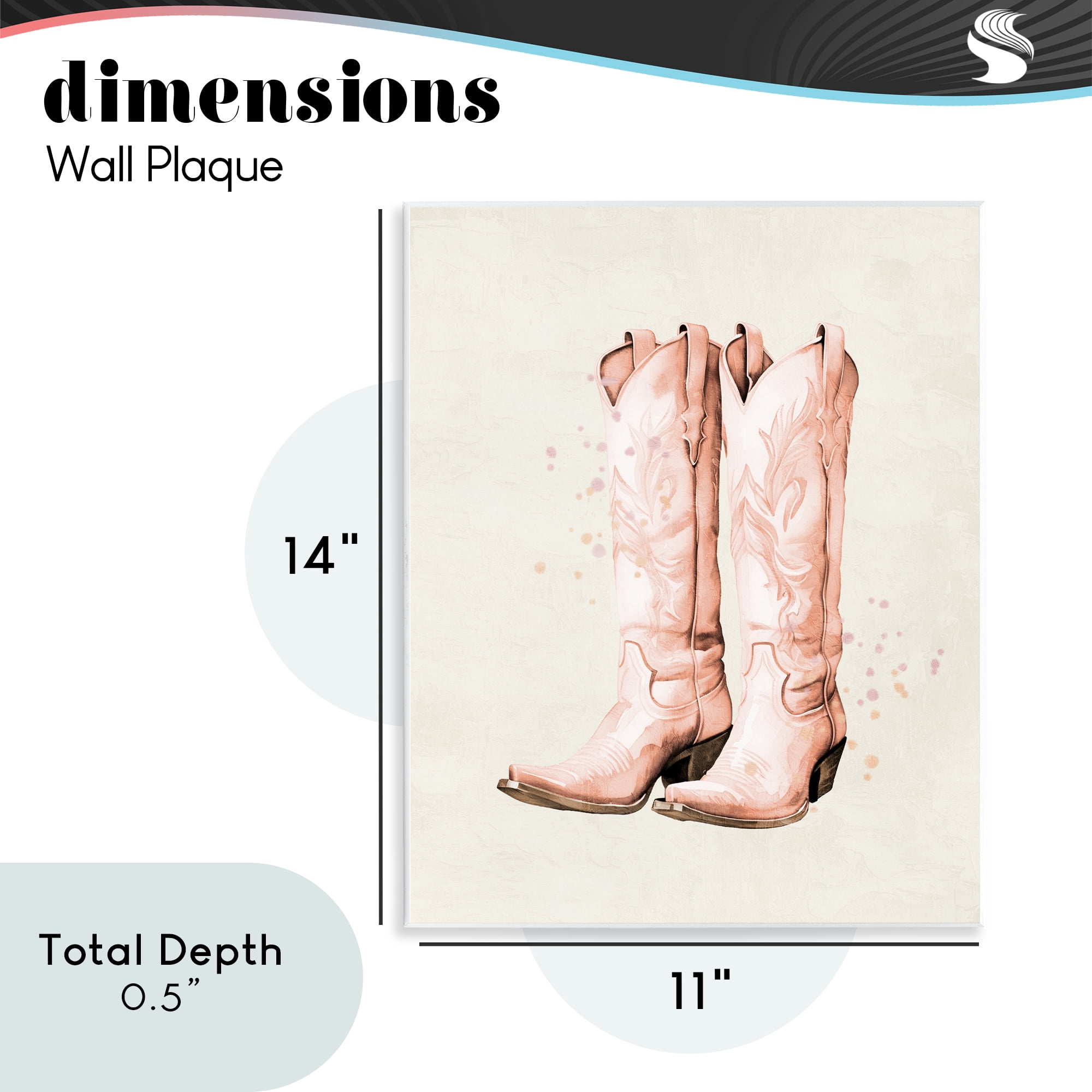 Howdy Cowgirl Pastel Boots Wall Plaque Art, design by Kim Allen