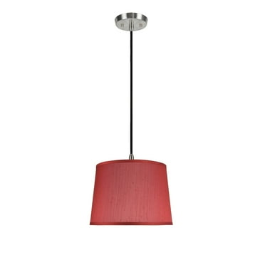 Aspen Creative 72034 One-Light Hanging Pendant Ceiling Light with Transitional Hardback Fabric Lamp Shade, Cherry, 14" width
