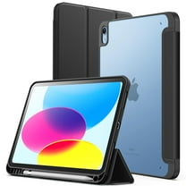 JETech Matte Case for iPad (A16) 11th/10th Generation (2025/2022) with Pencil Holder, Frosted Translucent Back Slim Stand Protective Tablet Cover (Black)