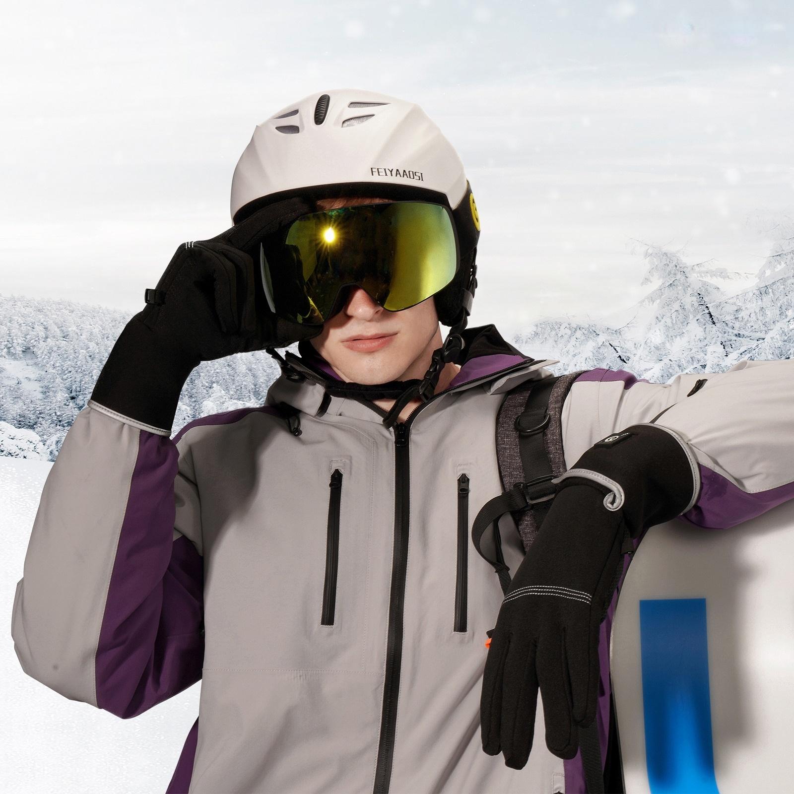 SNOW DEER Heated Glove Liners Men Women,Rechargeable Battery Heated Motorcycle Ski Snow Warmer Gloves