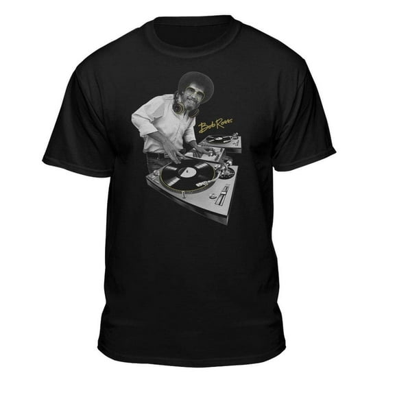 Teelocity Bob Ross DJ Graphic T-Shirt (Medium - Standard Fit, Black)
