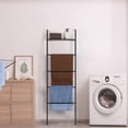 thumbnail image 3 of Rustic Blanket Ladder Rack Decorative Ladder Rack with Storage Shelf Black, 3 of 6