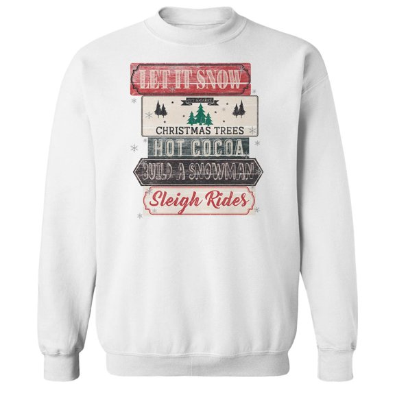 Haywood & Main Let It Snow Graphic White Men's Cotton Pullover Sweatshirt