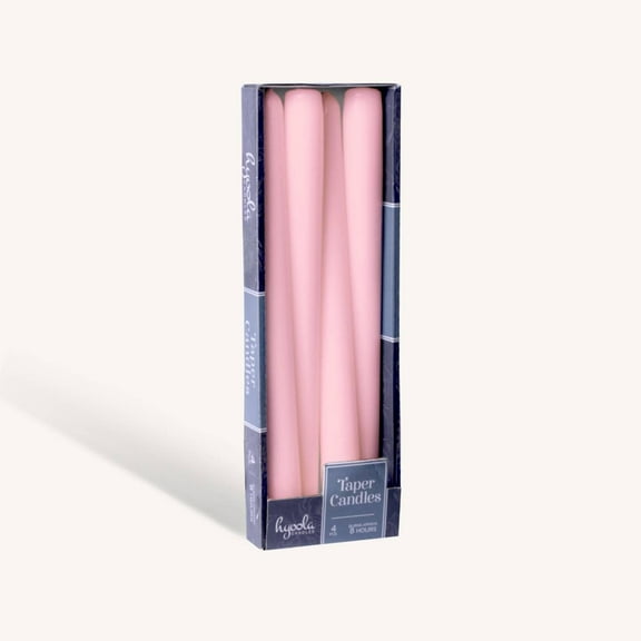 Hyoola 12" Light Pink Dripless European Made Taper Candles, Unscented Paraffin Wax with Cotton Wicks, 4-Pack