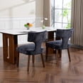 thumbnail image 3 of Mid Century Modern Dining Chairs Set of 2, Farmhouse Chenille Fabric Upholstered Accent Side Chair,Kitchen Chairs with Hardwood Frame, 3 of 11