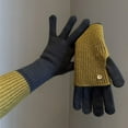 thumbnail image 5 of Color Block Winter Knit Gloves - Women's Warm Wool Touchscreen Mittens, Cold-Weather Cycling Gloves Two-Tone Outdoor Fashion Accessories, 5 of 5
