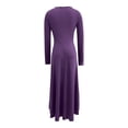 thumbnail image 5 of YueHuiYing Women's Crew Neck Ruched Bodycon Maxi Dress Long Sleeve Slim Fit Elegant Flared Evening Cocktail, 5 of 5