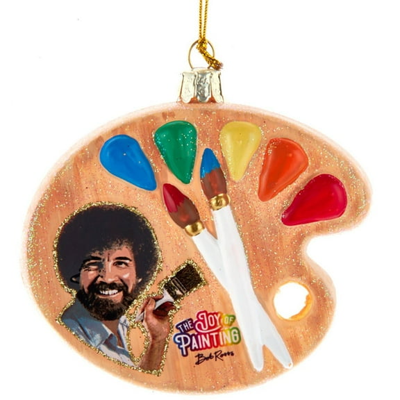 Kurt Adler Bob Ross with Color Palette Glass Christmas Ornament